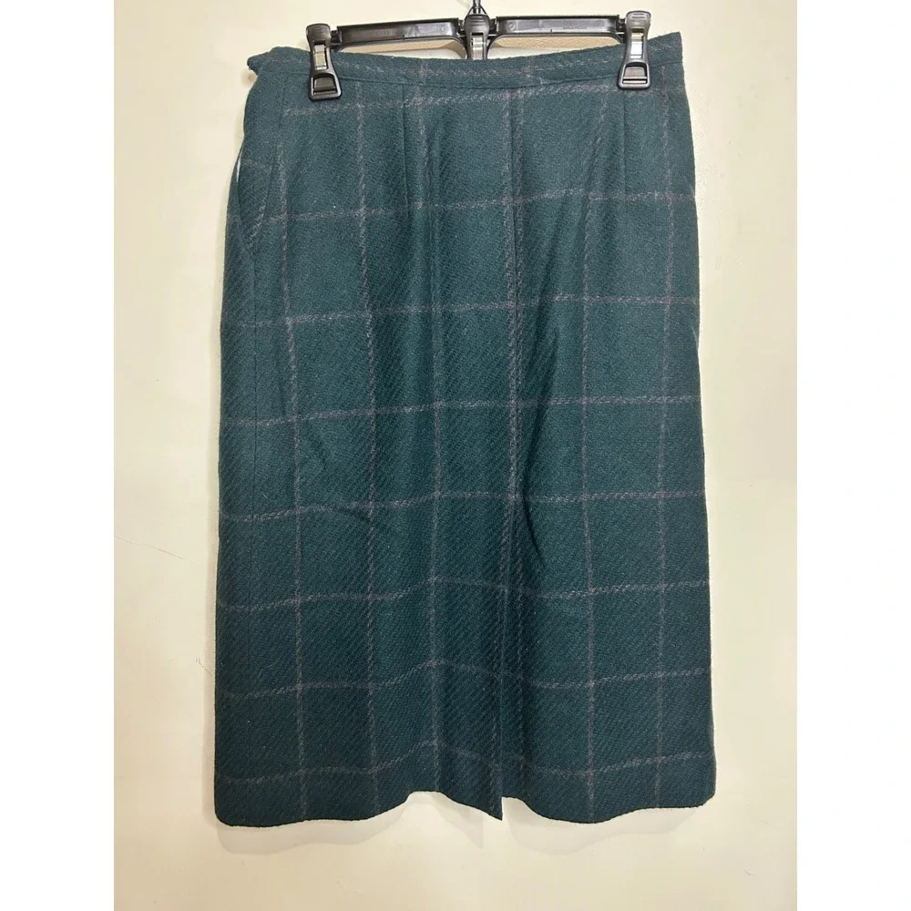 Vintage Bristol County‎ Wool Blend Plaid Pencil Skirt - Size 10
